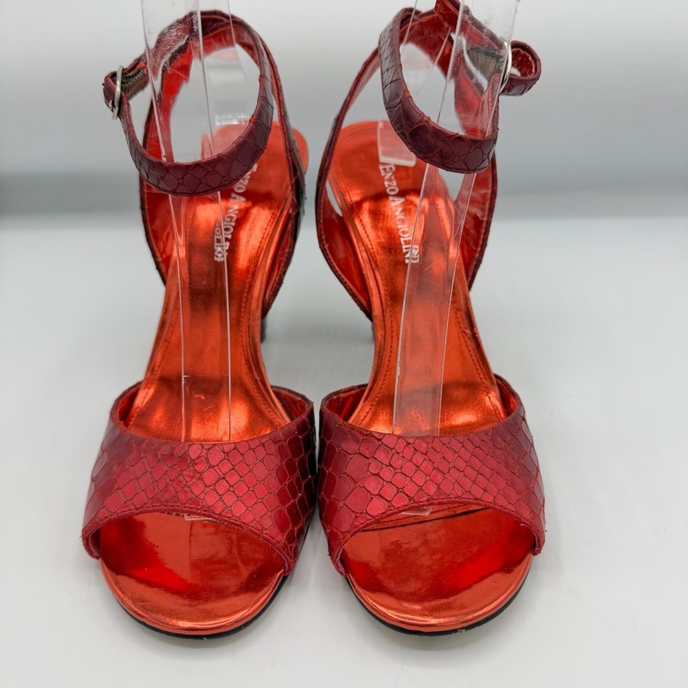 Enzo Angiolini Metallic Red Croc-Embossed Heels - Picture 2 of 7